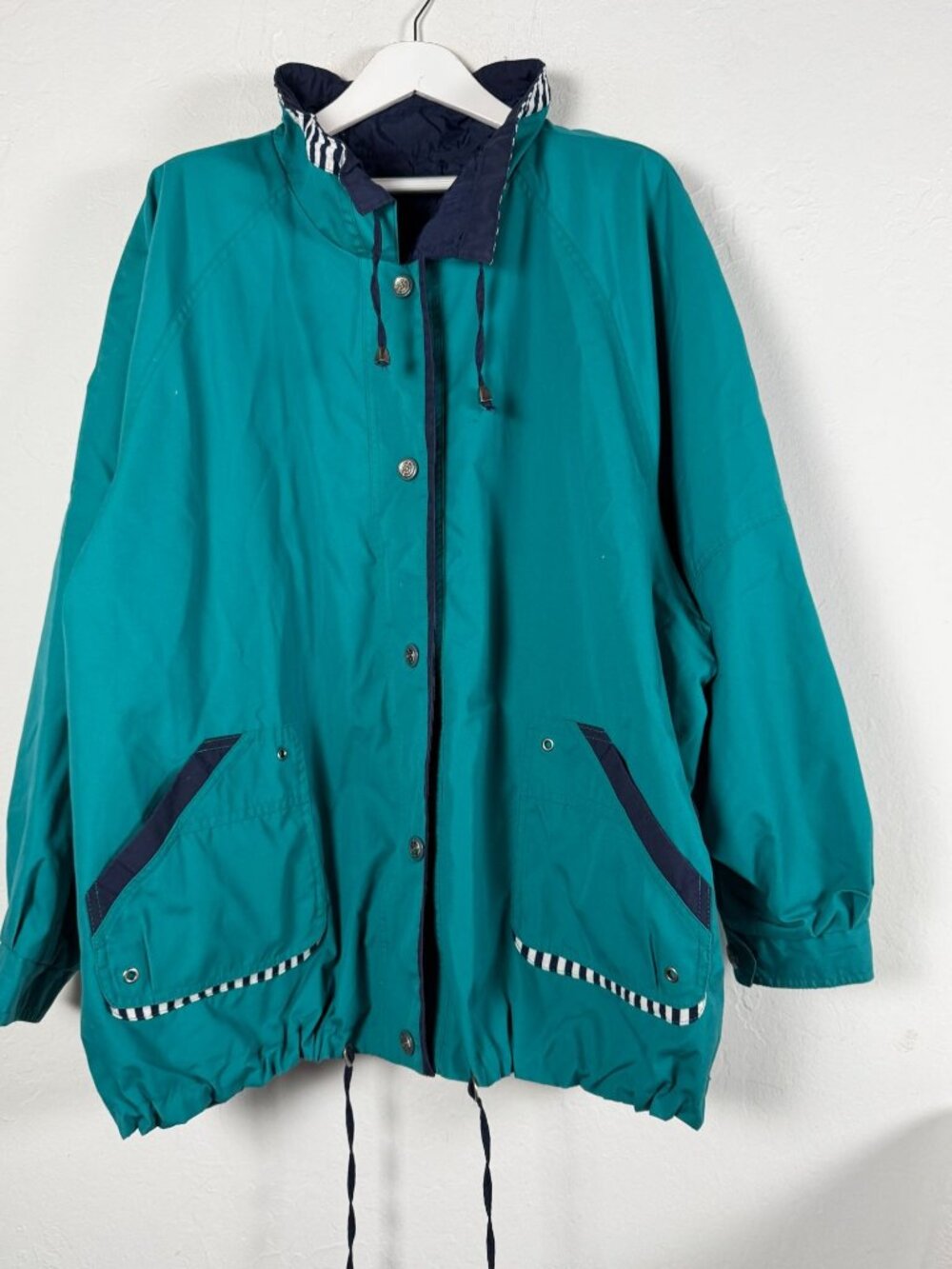 Vintage 90s CBO New York Womens Reversible Windbreaker Jacket Teal Navy Size 3X